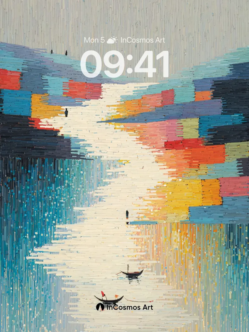 Serenity Stitch Wallpaper with River Reflections