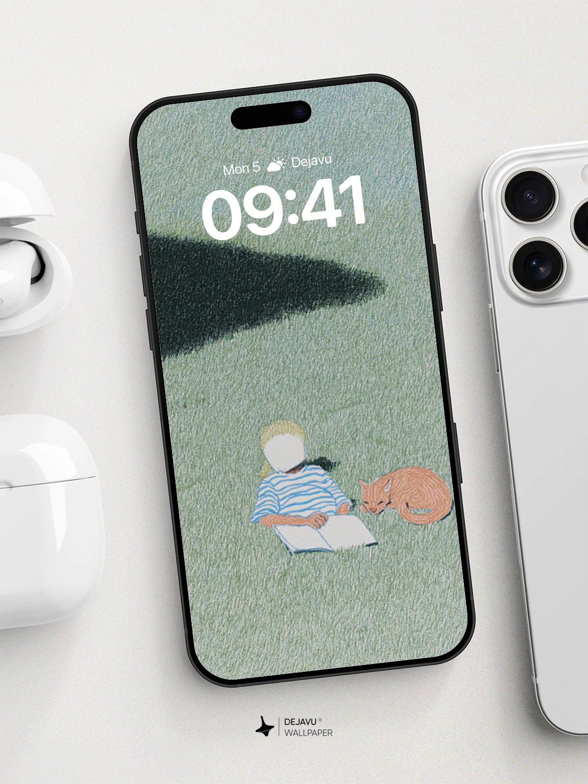 Serene Grass Reading Scene Wallpaper 8K for iPhone and Android