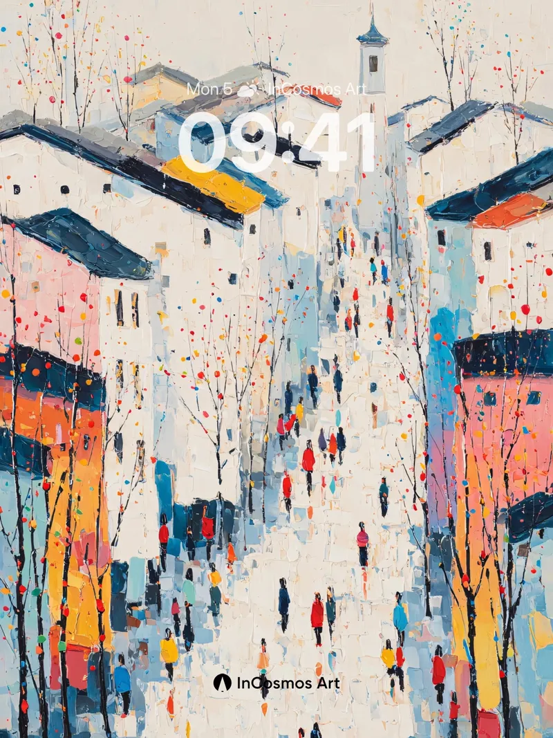 Whispering Street Wallpaper with Color Rain