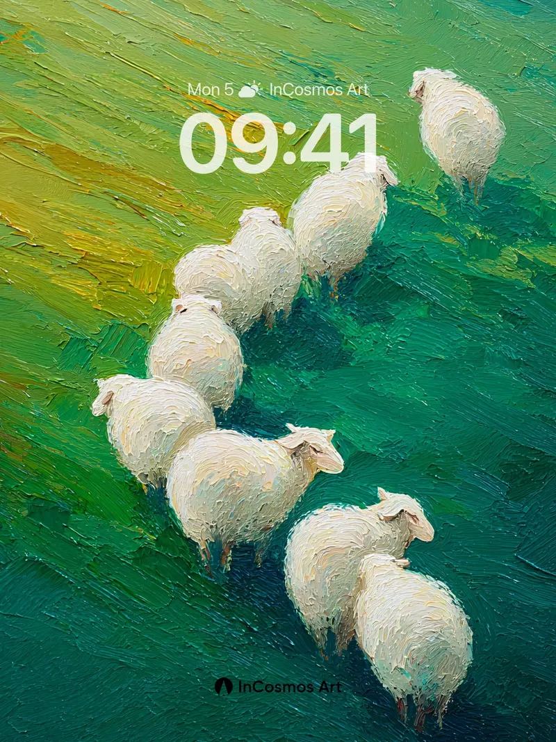 Serene Flock Wallpaper with Impasto Fields