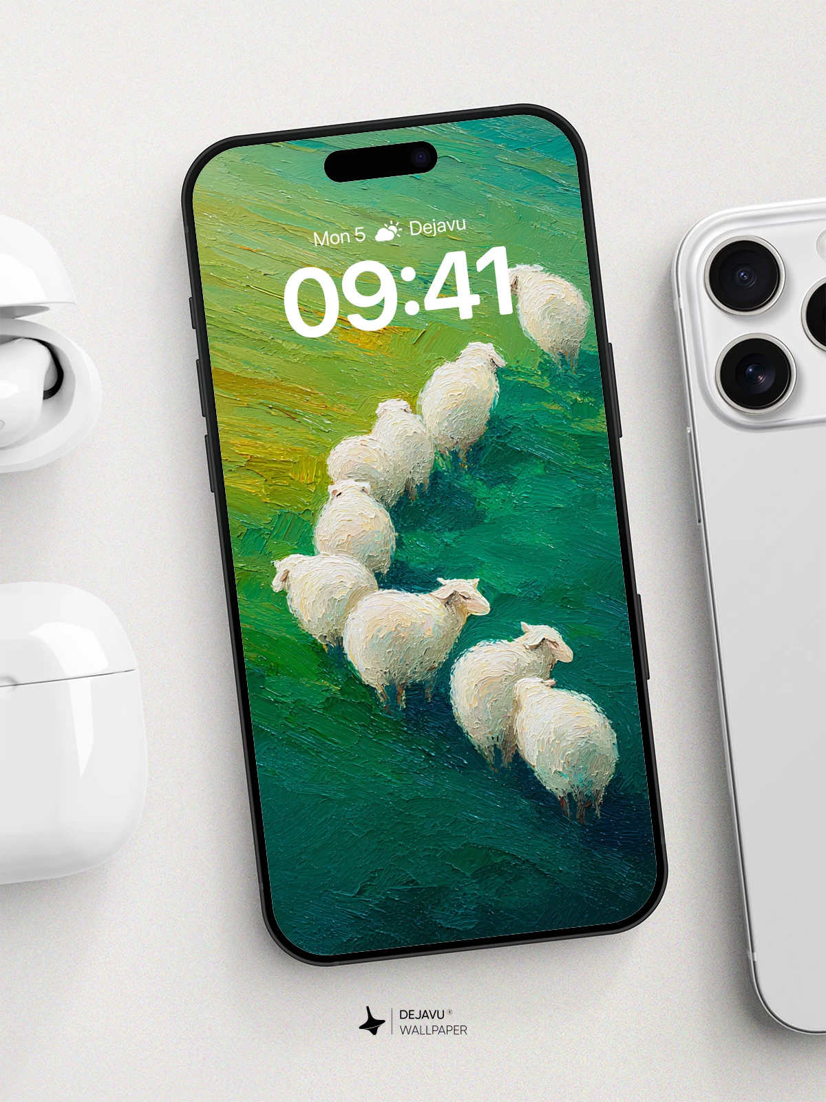 Pastoral Sheep Meadow Wallpaper 8K for iPhone and Android