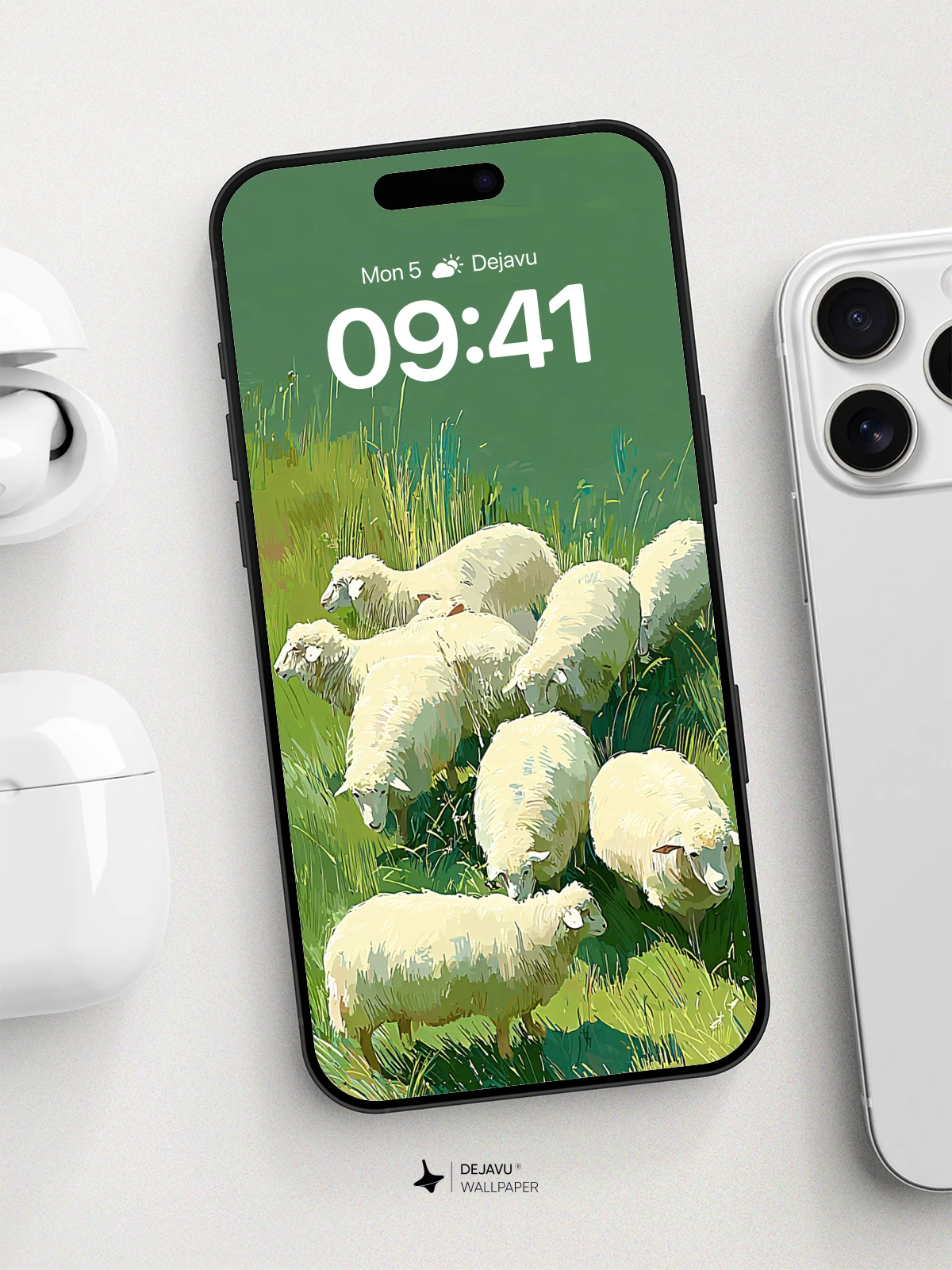 Pastoral Sheep Meadow Wallpaper 8K for iPhone and Android