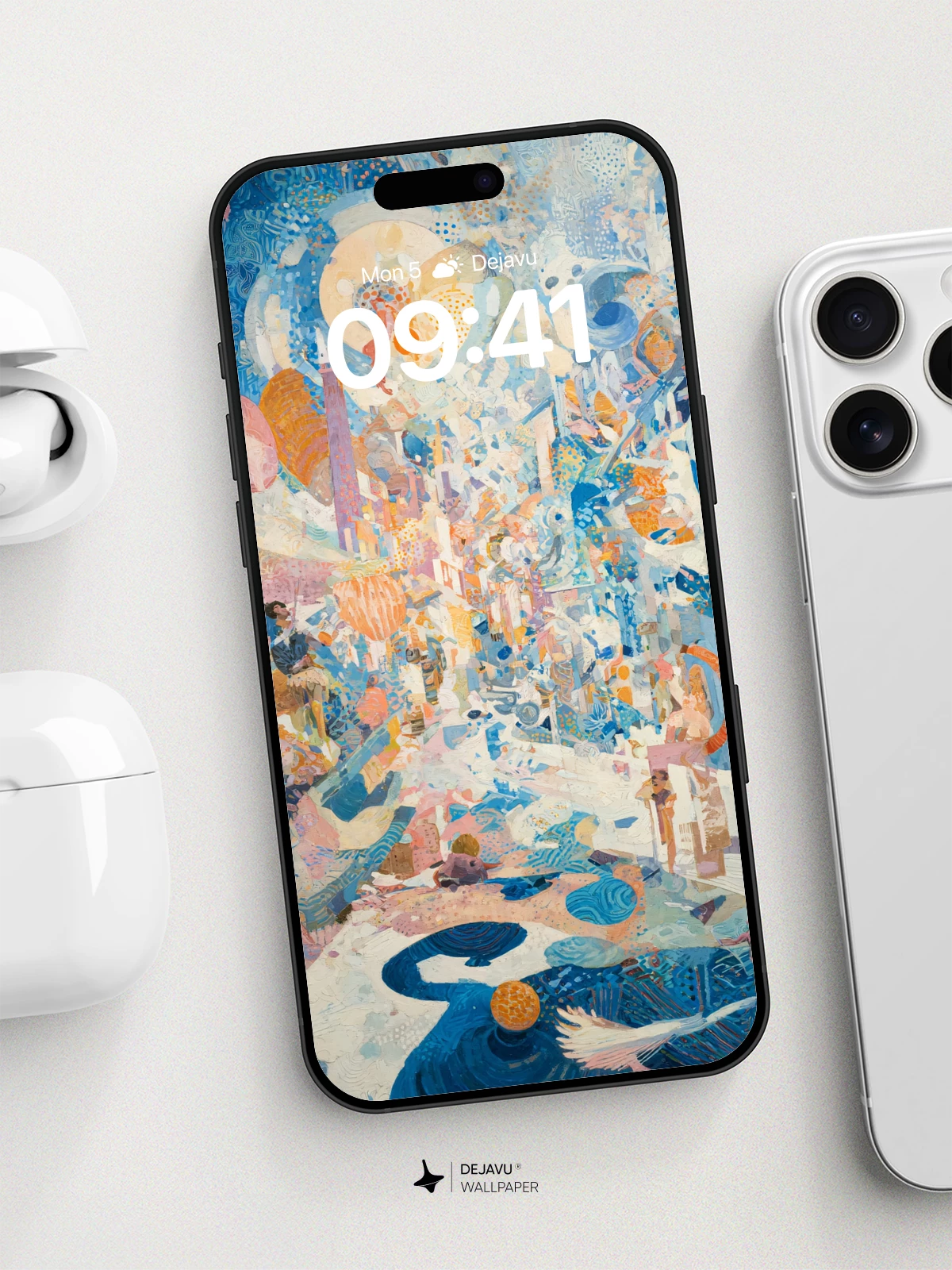 Surreal Cosmic City Wallpaper 8K for iPhone and Android