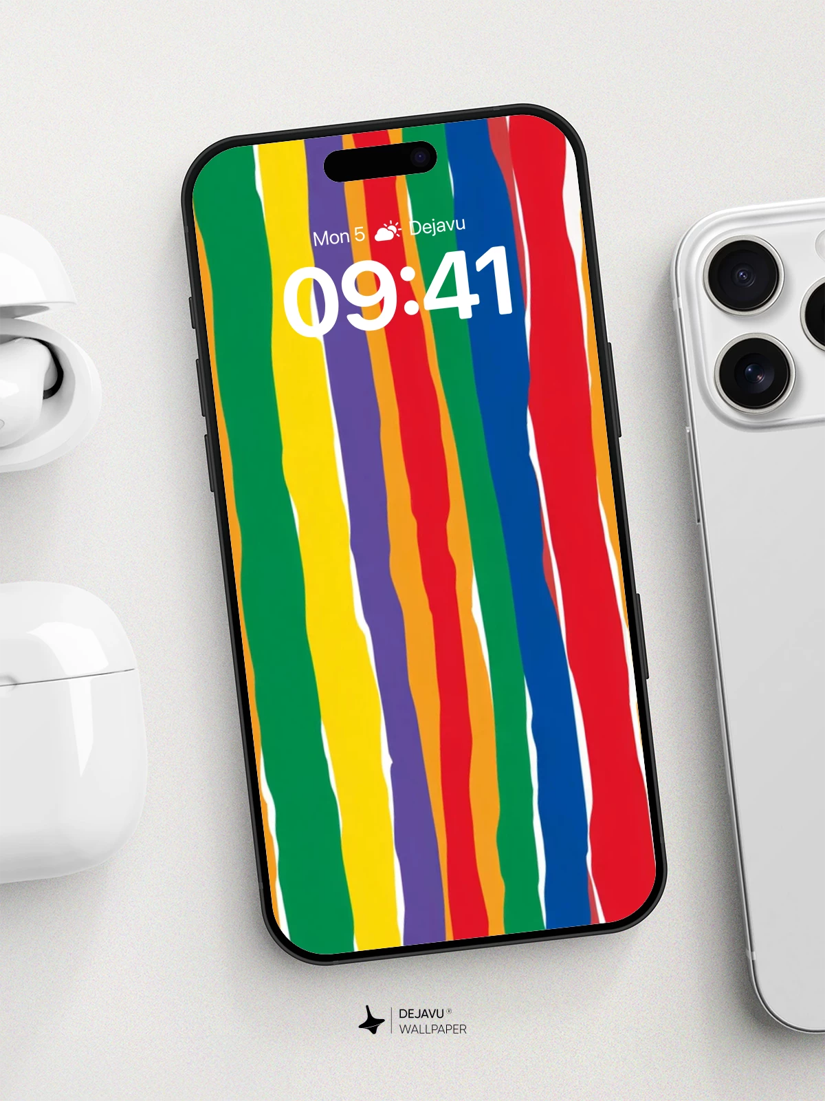 Vibrant Rainbow Stripe Wallpaper 8K for iPhone and Android