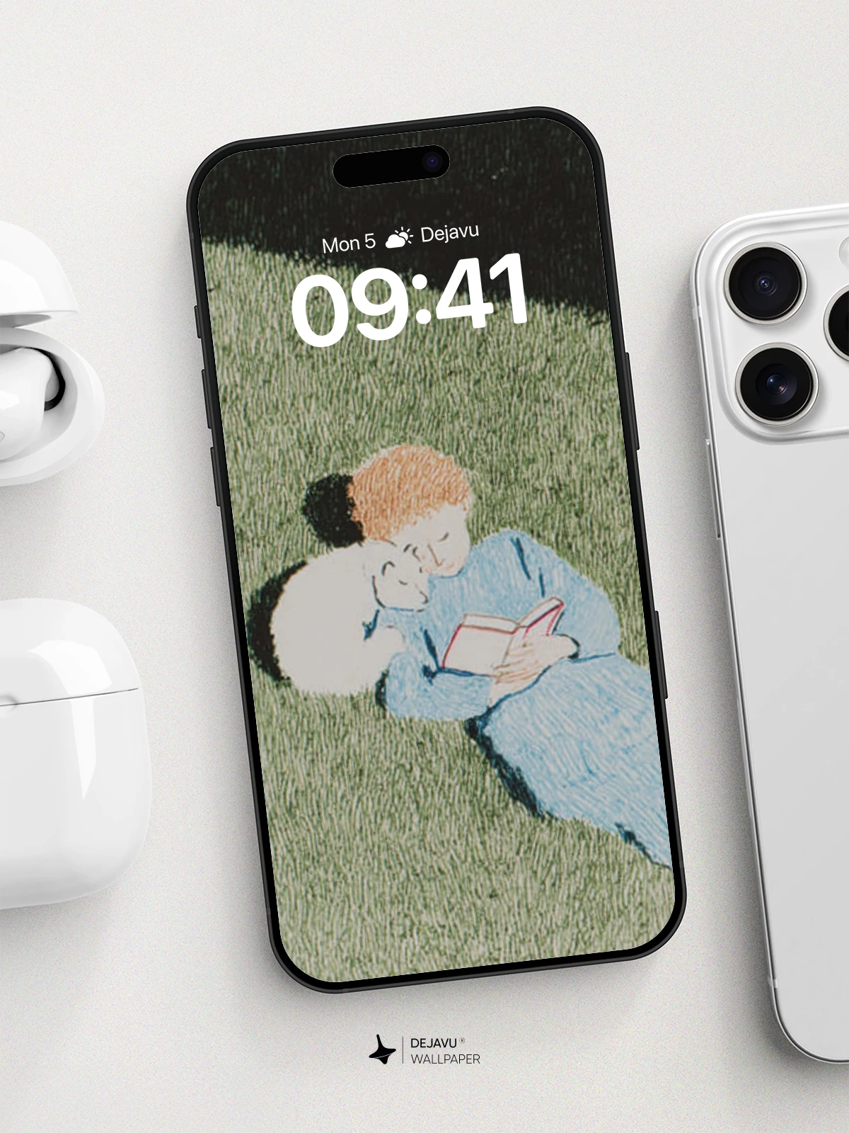 Whimsical Reading Moment Wallpaper 8K for iPhone and Android