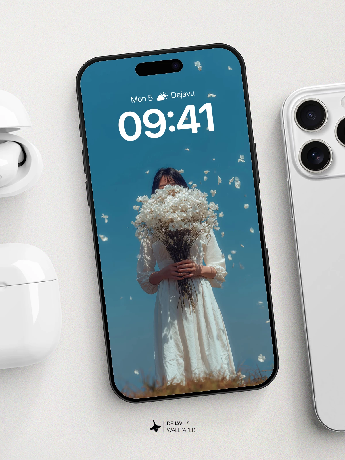 White Flower Dream Wallpaper 8K for iPhone and Android