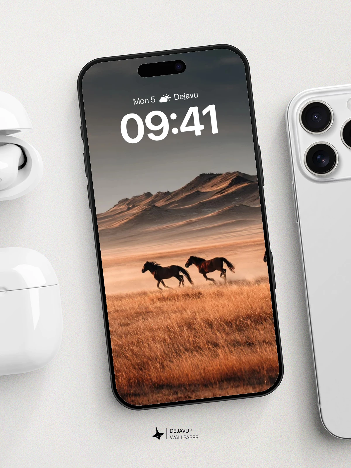 Wild Horses Running Through Desert Plains Wallpaper 8K