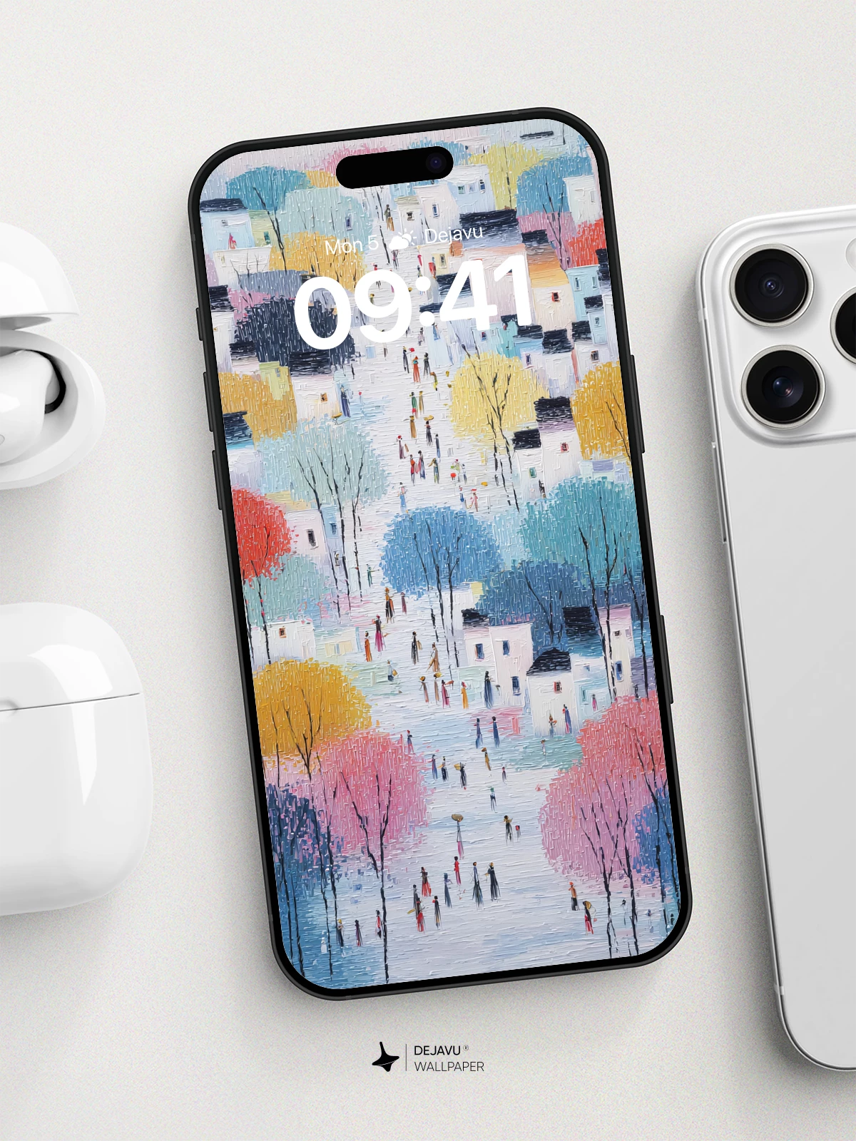 Colorful Village Path Wallpaper 8K for iPhone and Android