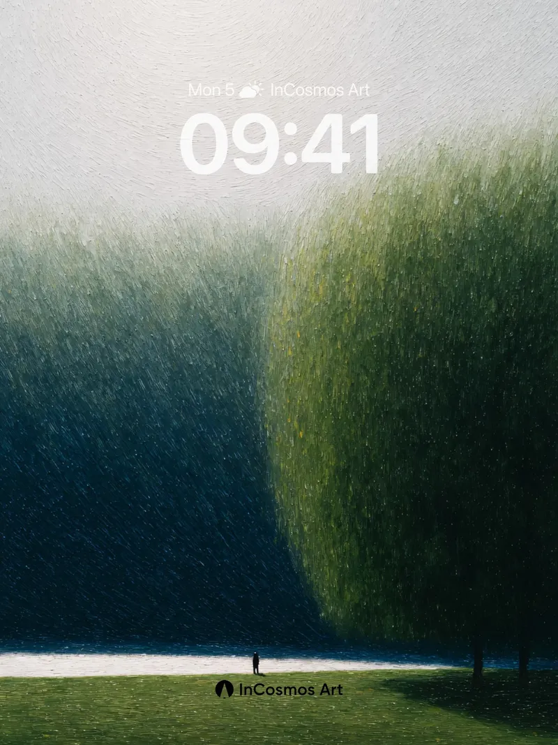 Solitary Green Wallpaper with Whispering Light