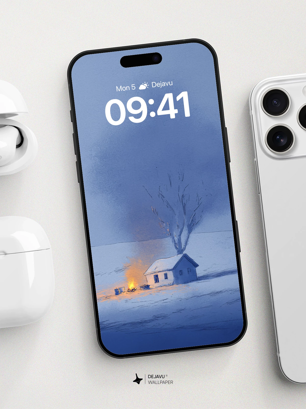 Winter Solitude House Wallpaper 8K for iPhone and Android