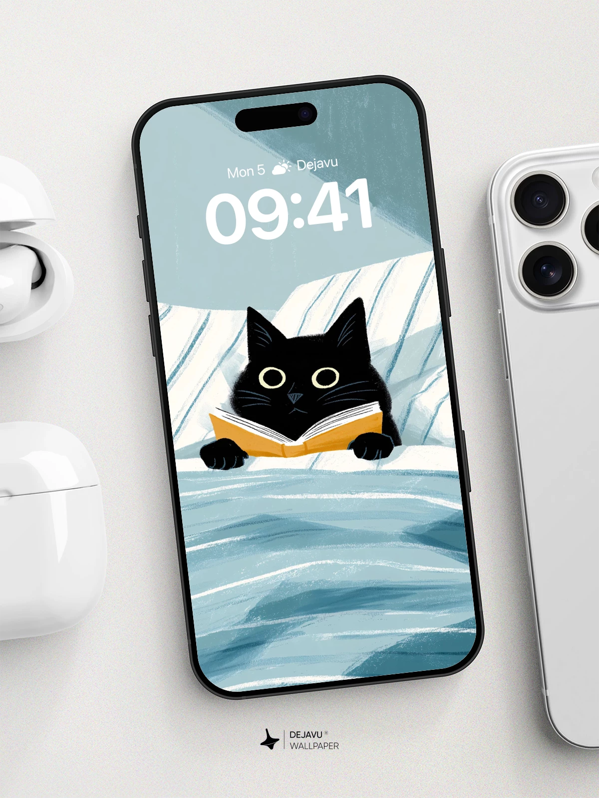 Reading Cat In Bed Wallpaper 8K for iPhone and Android