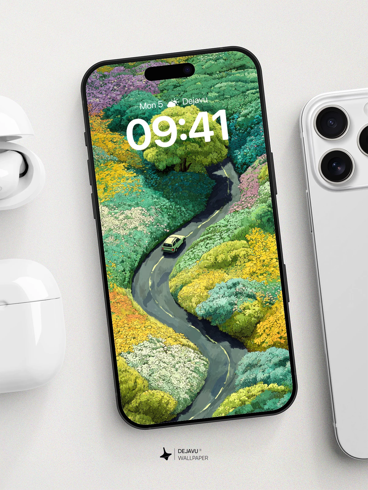 Whimsical Flower Path Wallpaper 8K for iPhone and Android