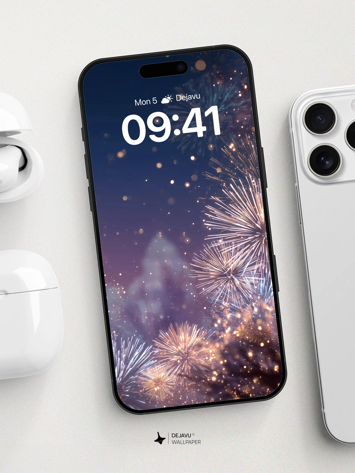 Fireworks Night Sky Wallpaper 8K for iPhone and Android