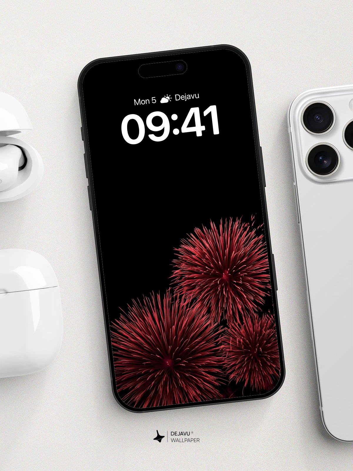 Red Fireworks Explosion Wallpaper 8K for iPhone and Android