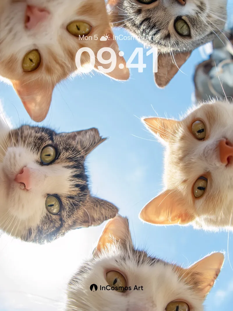 Feline Gaze Wallpaper with Skyward Eyes