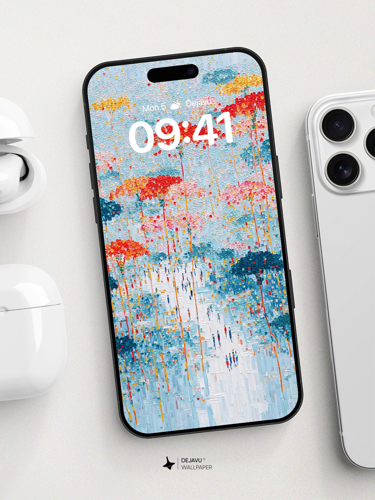 Colorful Umbrella Garden Wallpaper 8K for iPhone and Android