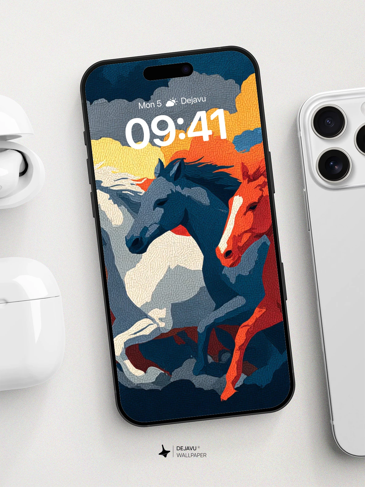 Vibrant Running Horses Wallpaper 8K for iPhone and Android