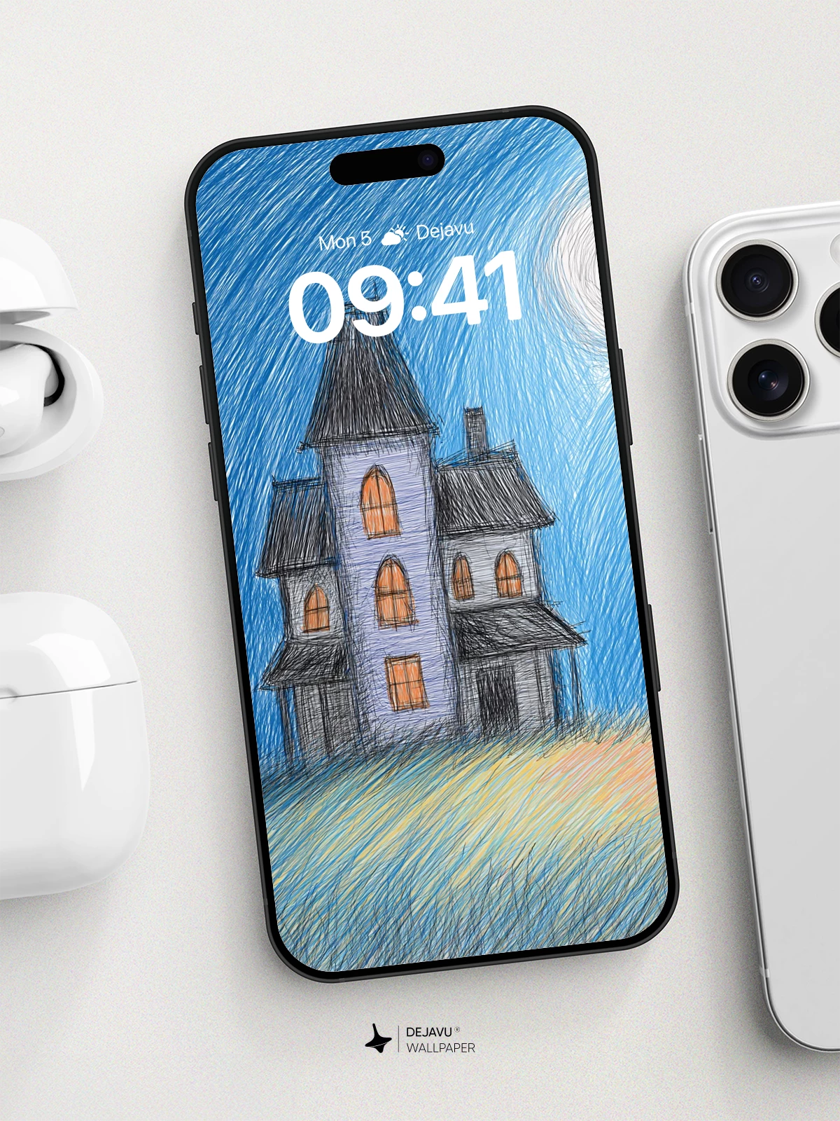 Mystic Manor Under Moonlight Wallpaper 8K for iPhone and Android