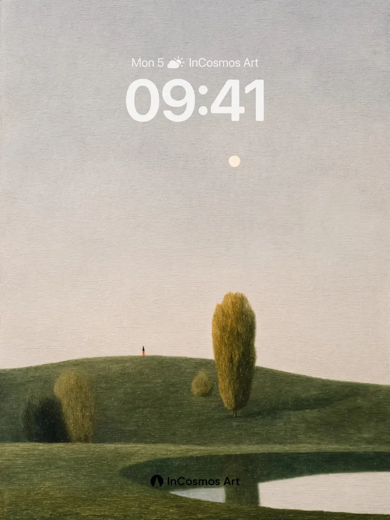 Serene Hilltop Wallpaper with Moonlit Stillness