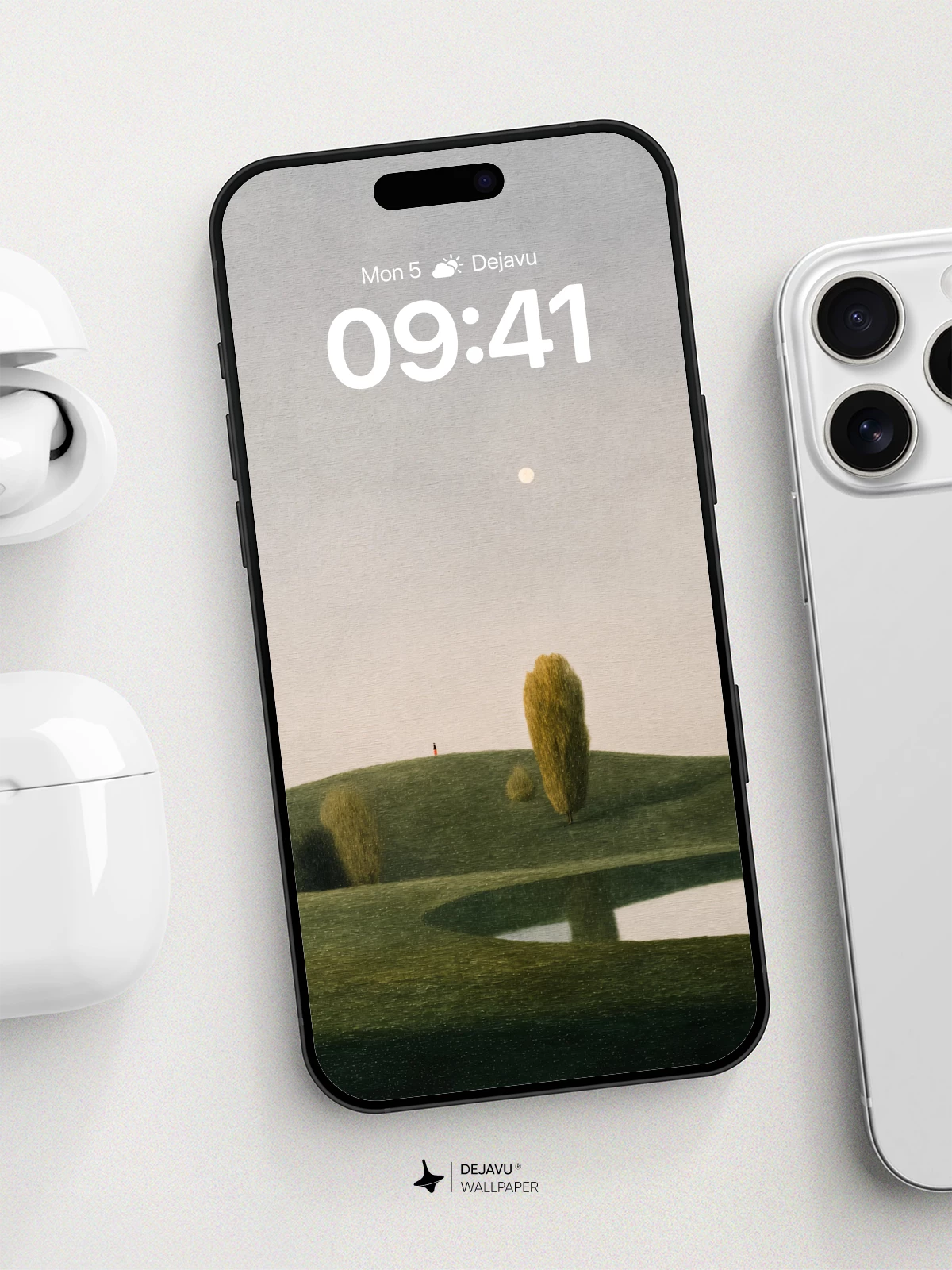 Surreal Hillside Moonlight Wallpaper 8K for iPhone and Android