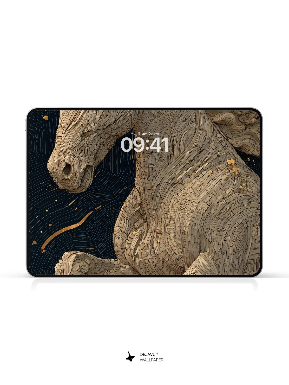Wooden Horse Sculpture Wallpaper 8K for iPhone and Android
