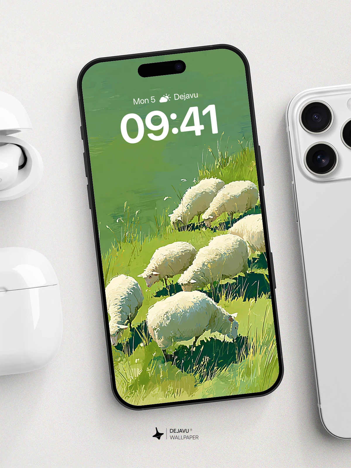 Pastoral Sheep Meadow Wallpaper 8K for iPhone and Android