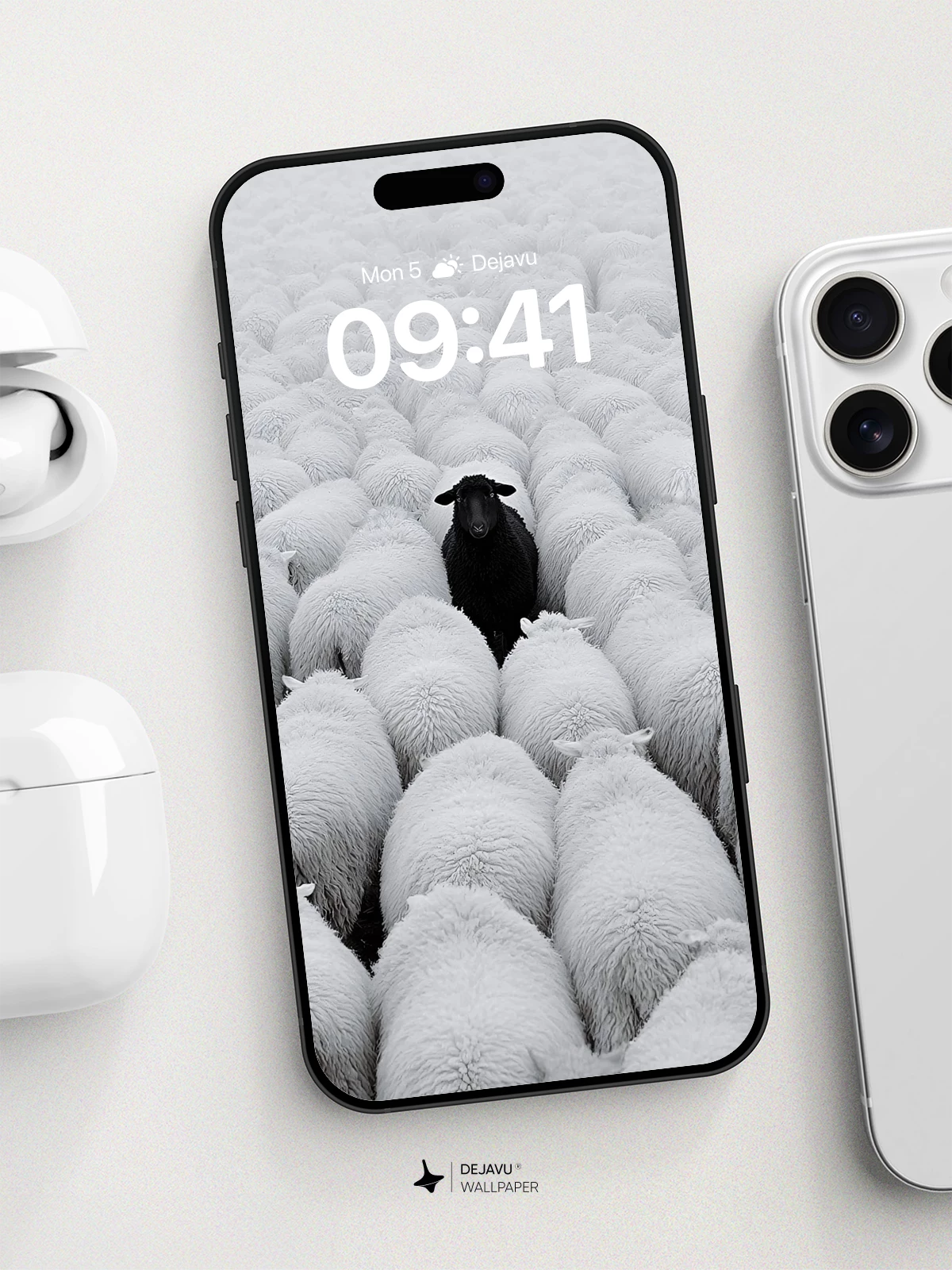 Black Sheep Among White Flock Wallpaper 8K for iPhone and Android