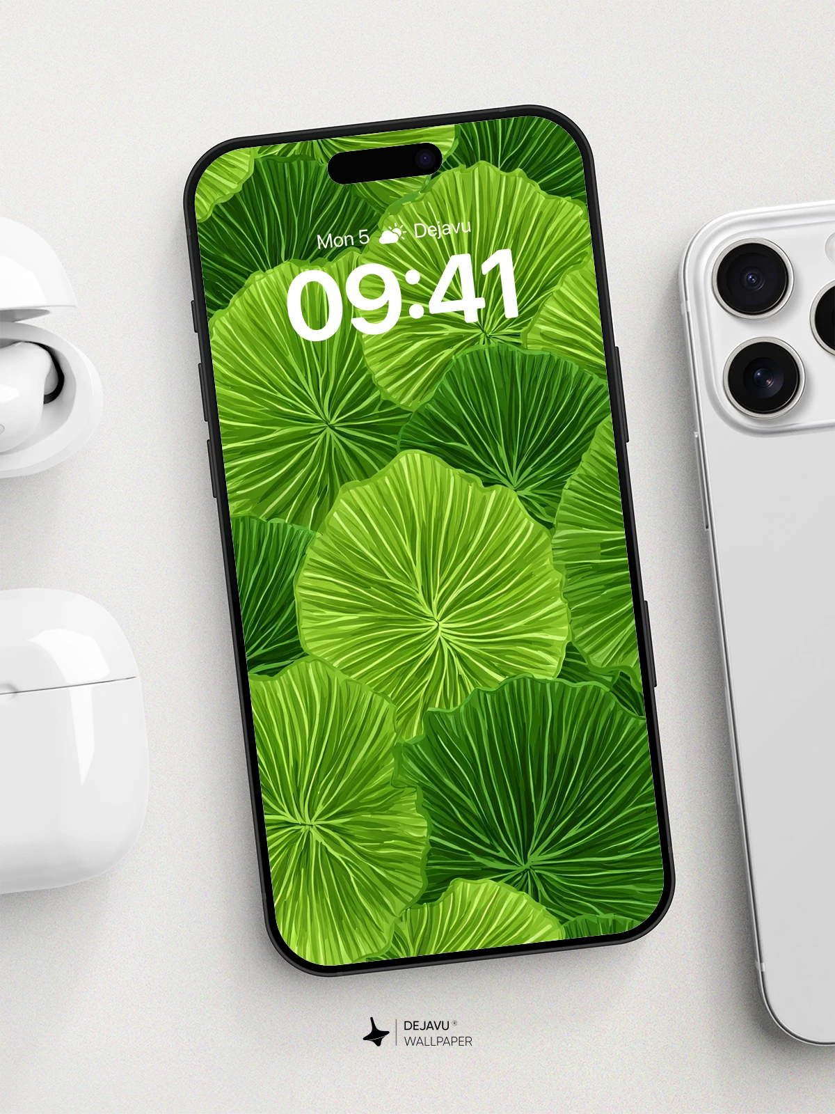 Lush Green Fan Leaves Wallpaper 8K for iPhone and Android