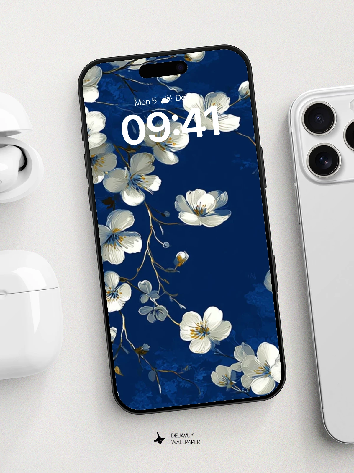 White Blossom Floral Wallpaper 8K for iPhone and Android