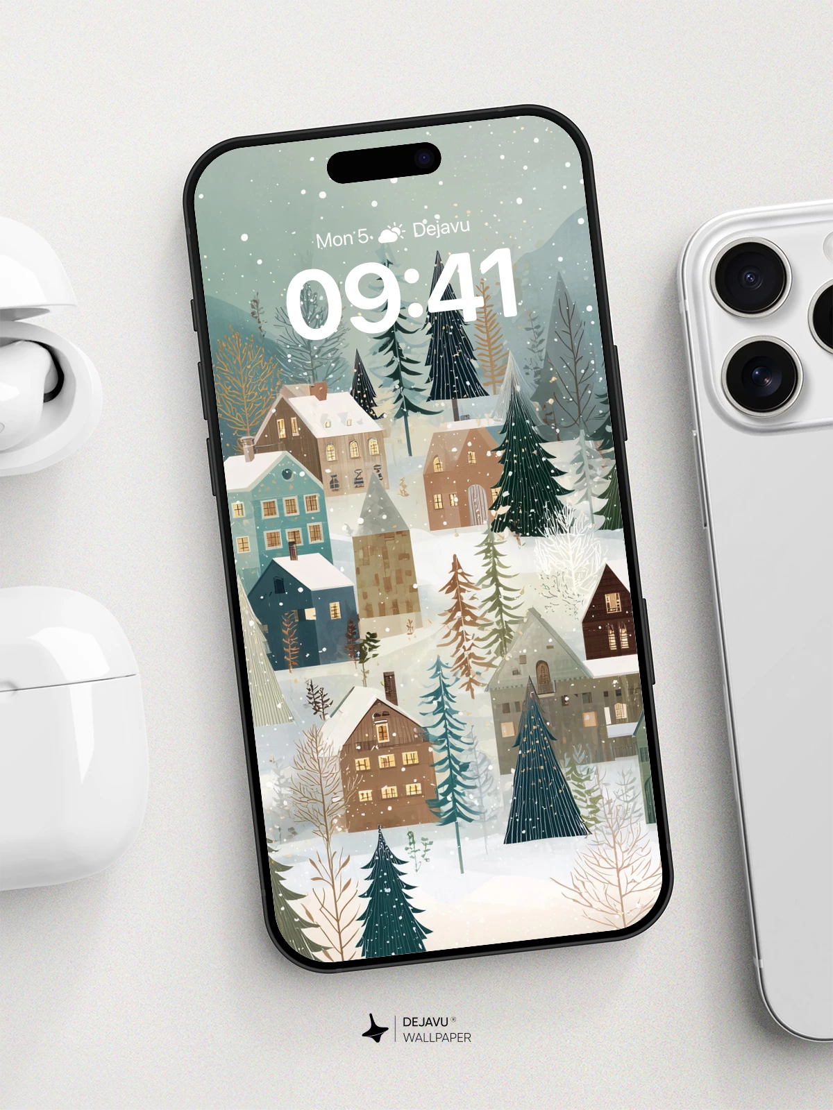 Winter Village Wallpaper 8K for iPhone and Android