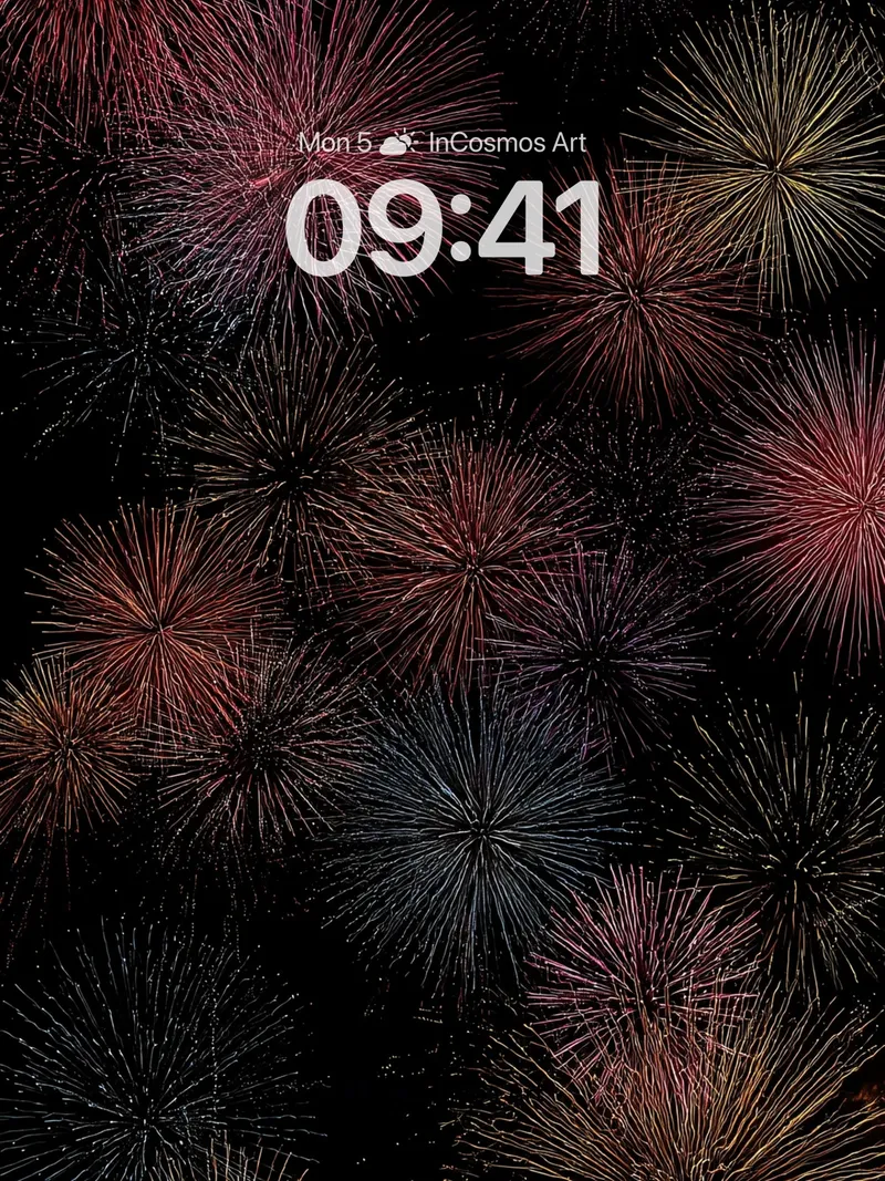 Midnight Firework Wallpaper with Starburst Trails
