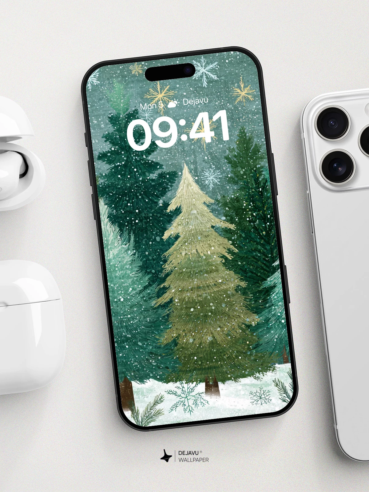 Winter Forest Snowfall Wallpaper 8K for iPhone and Android