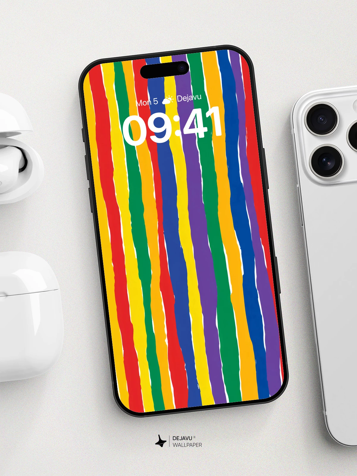 Vibrant Rainbow Stripes Wallpaper 8K for iPhone and Android