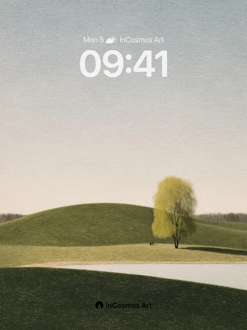 Serenity Ridge Wallpaper with Solitary Willow