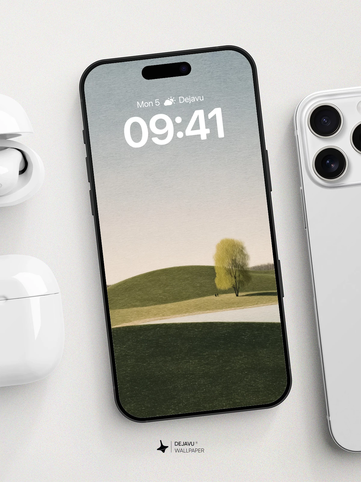 Serene Hillside Tree Wallpaper 8K for iPhone and Android