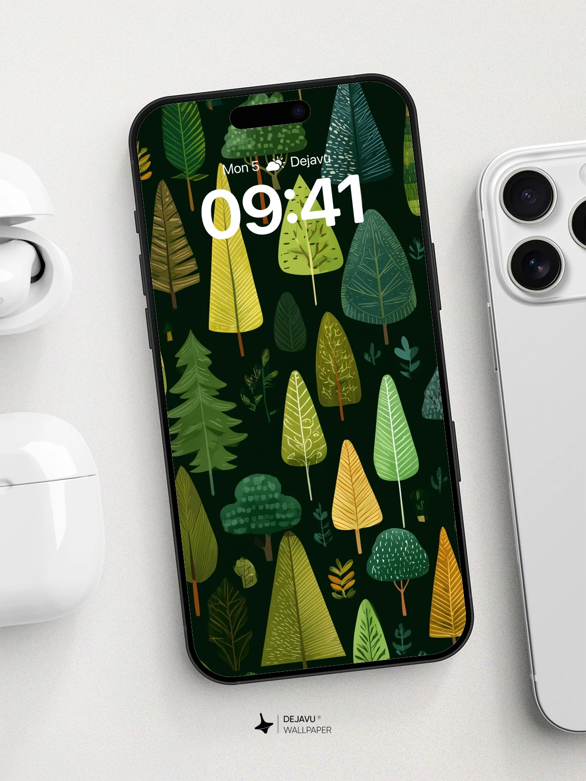 Whimsical Forest Trees Wallpaper 8K for iPhone and Android