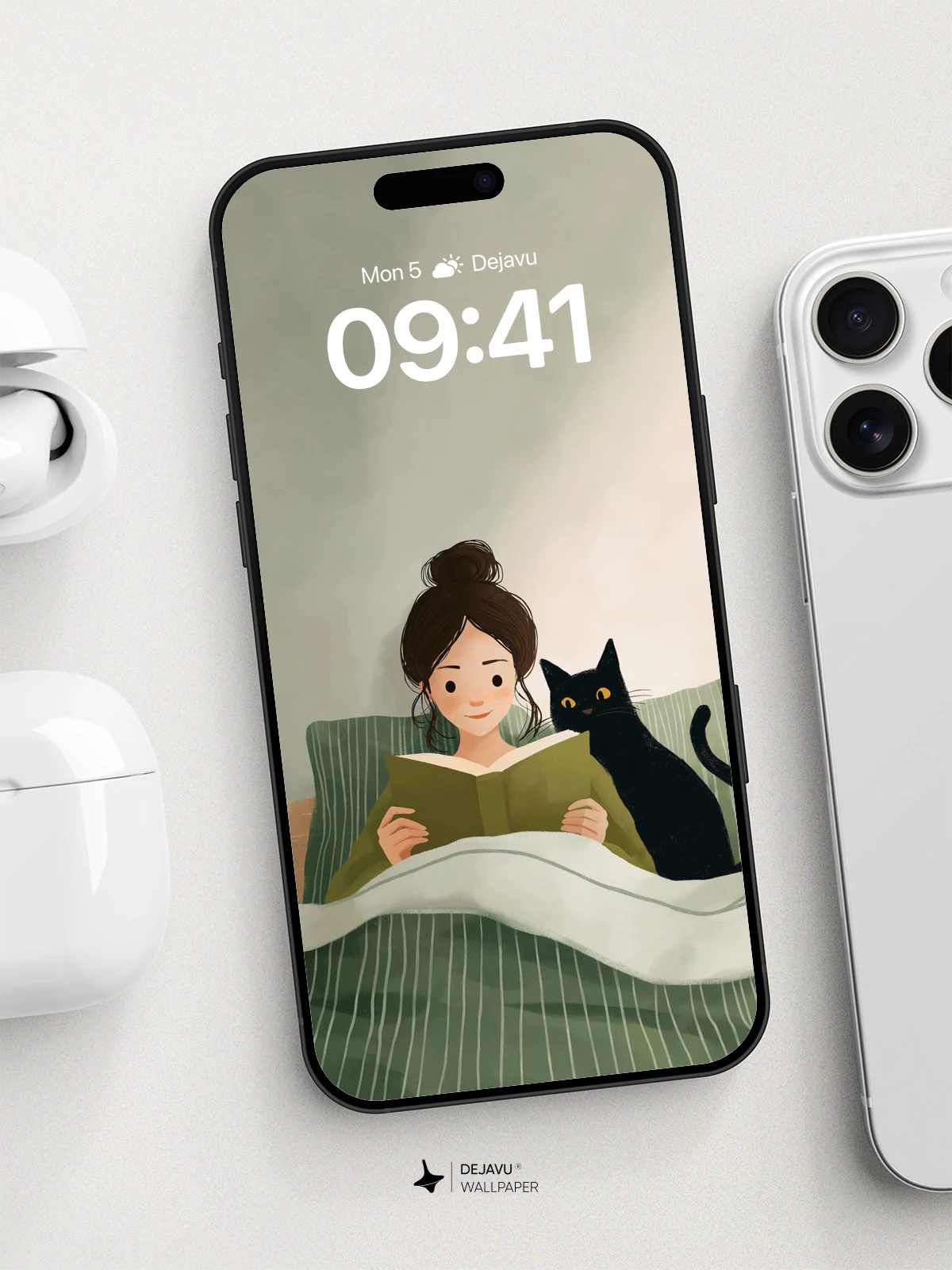 Cozy Reading Night With Cat Wallpaper 8K for iPhone and Android