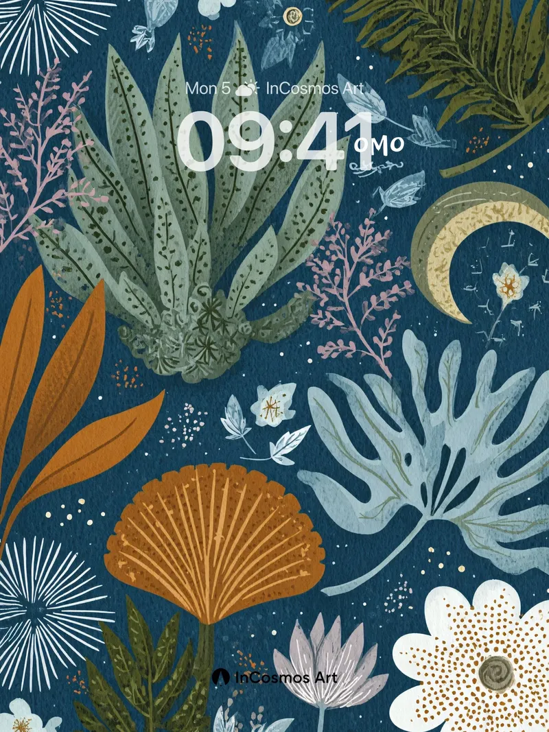 Nocturnal Garden Wallpaper with Celestial Whispers