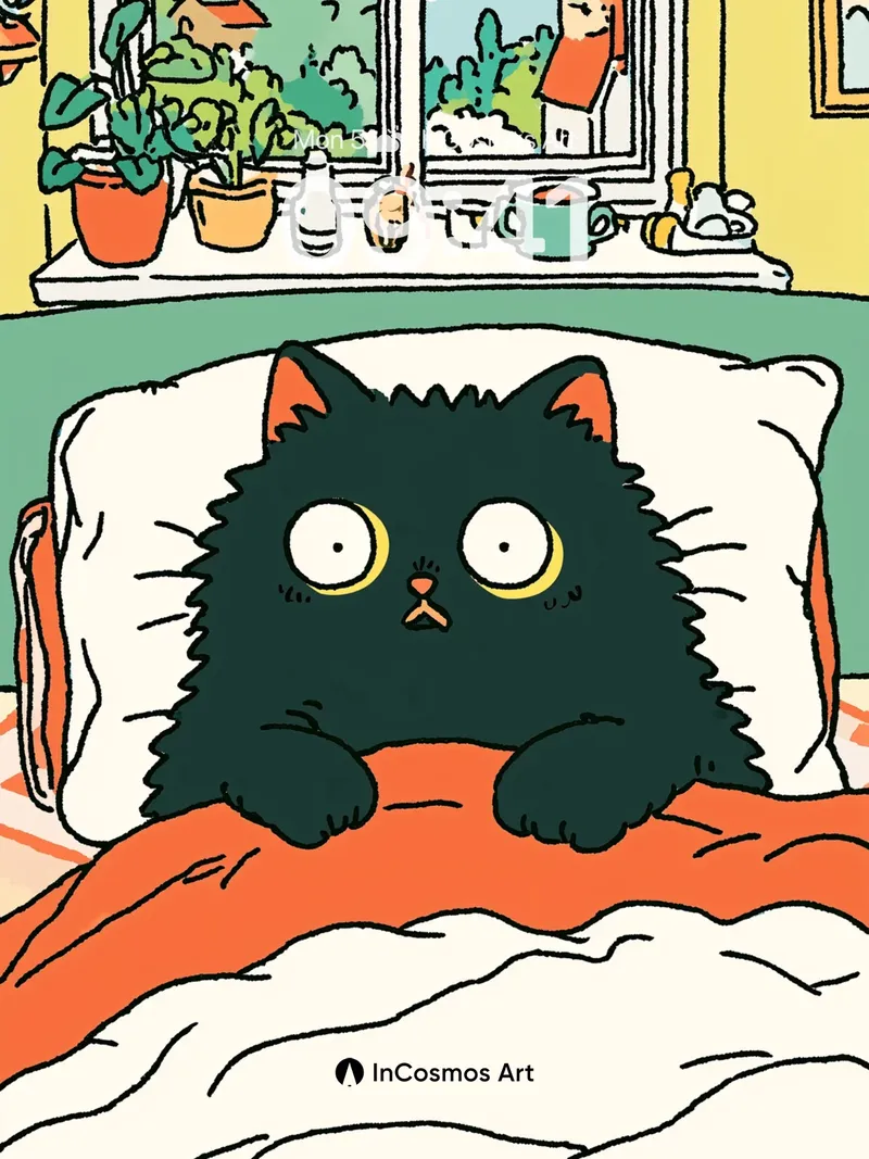 Whimsical Fluff Wallpaper with Window Gaze