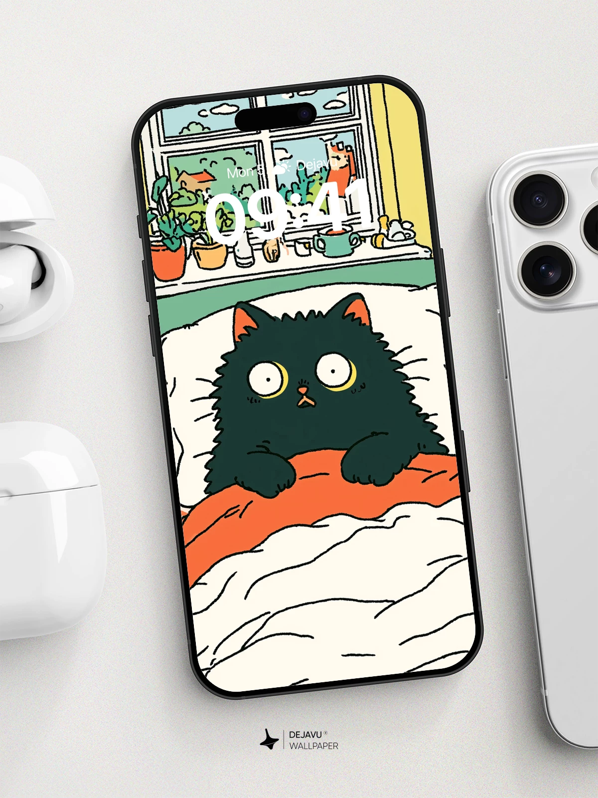 Adorable Black Cat In Bed Wallpaper 8K For iPhone And Android