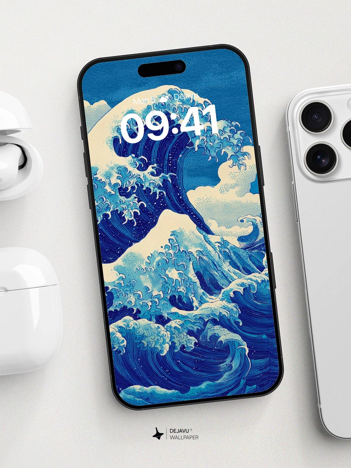 Ukiyo-e Wave Wallpaper 8K for iPhone and Android