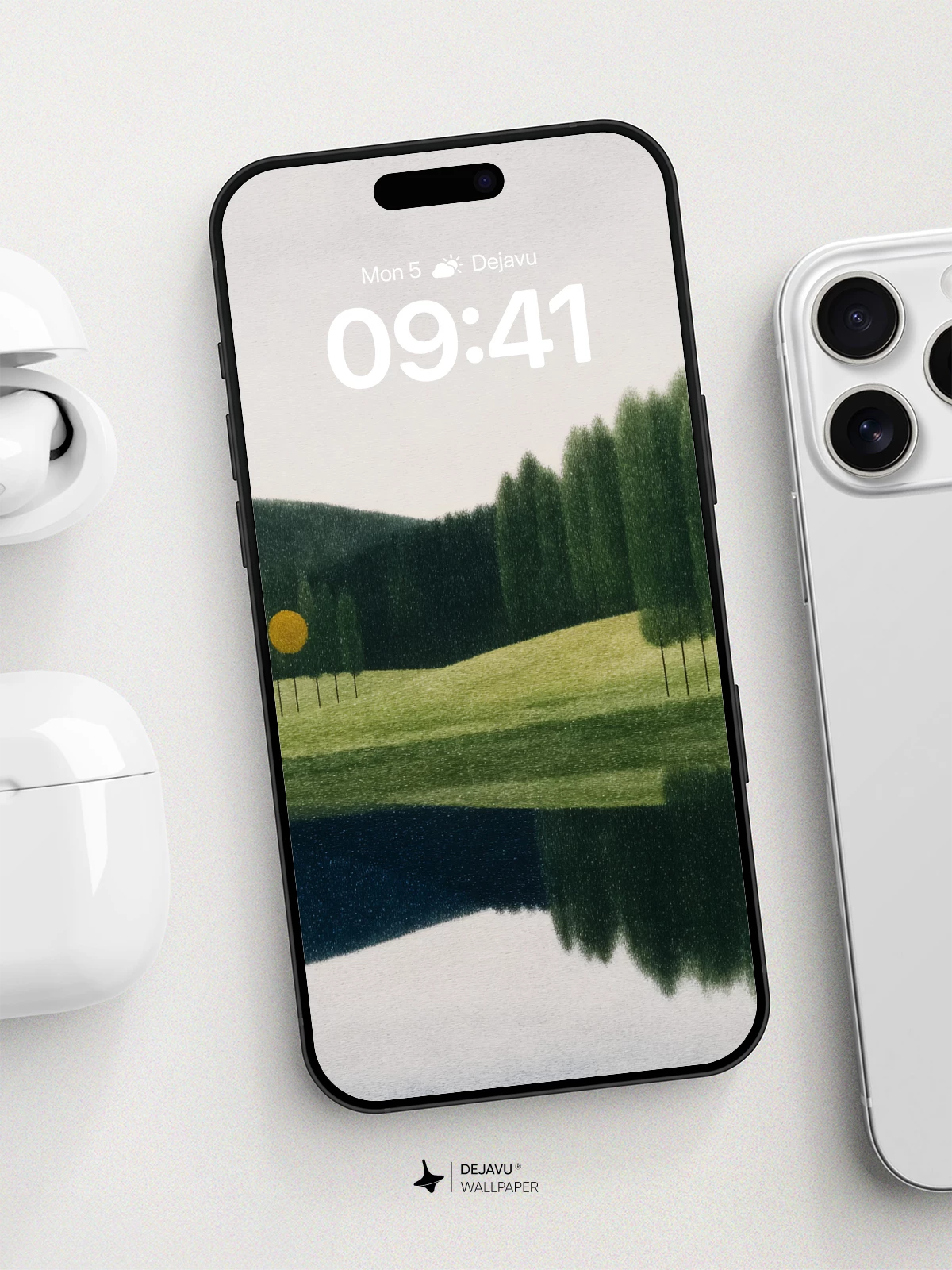 Serene Forest Reflection Wallpaper 8K for iPhone and Android