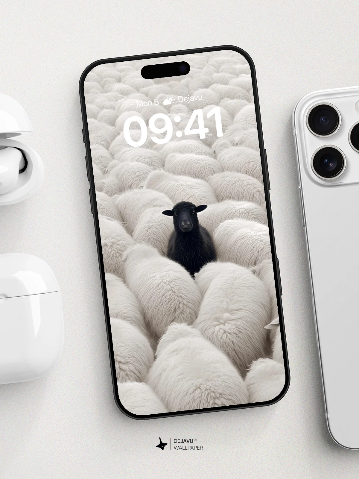 Black Sheep Among White Flock Wallpaper 8K for iPhone and Android
