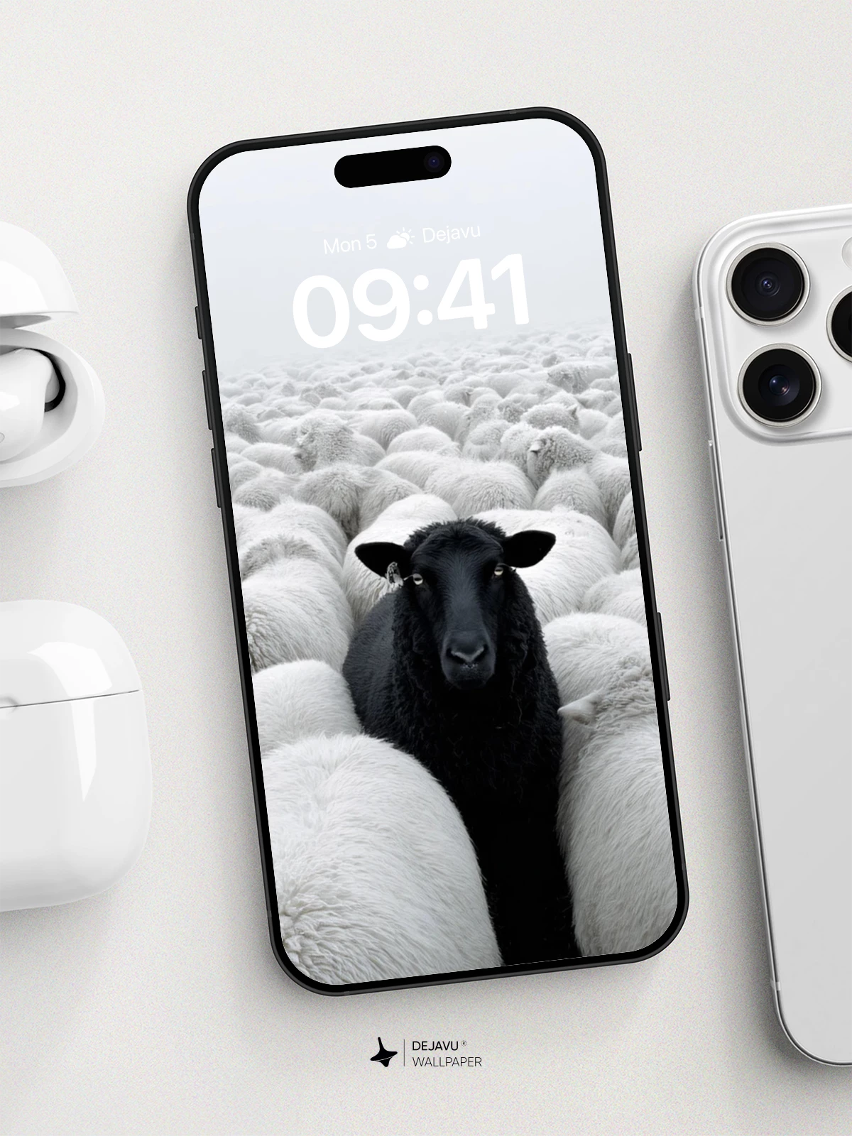 Black Sheep Among White Flock Wallpaper 8K for iPhone and Android
