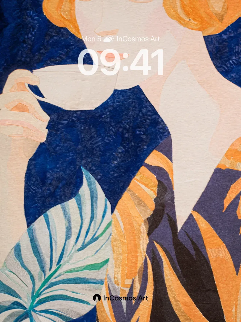 Serene Sip Wallpaper with Tropical Hues