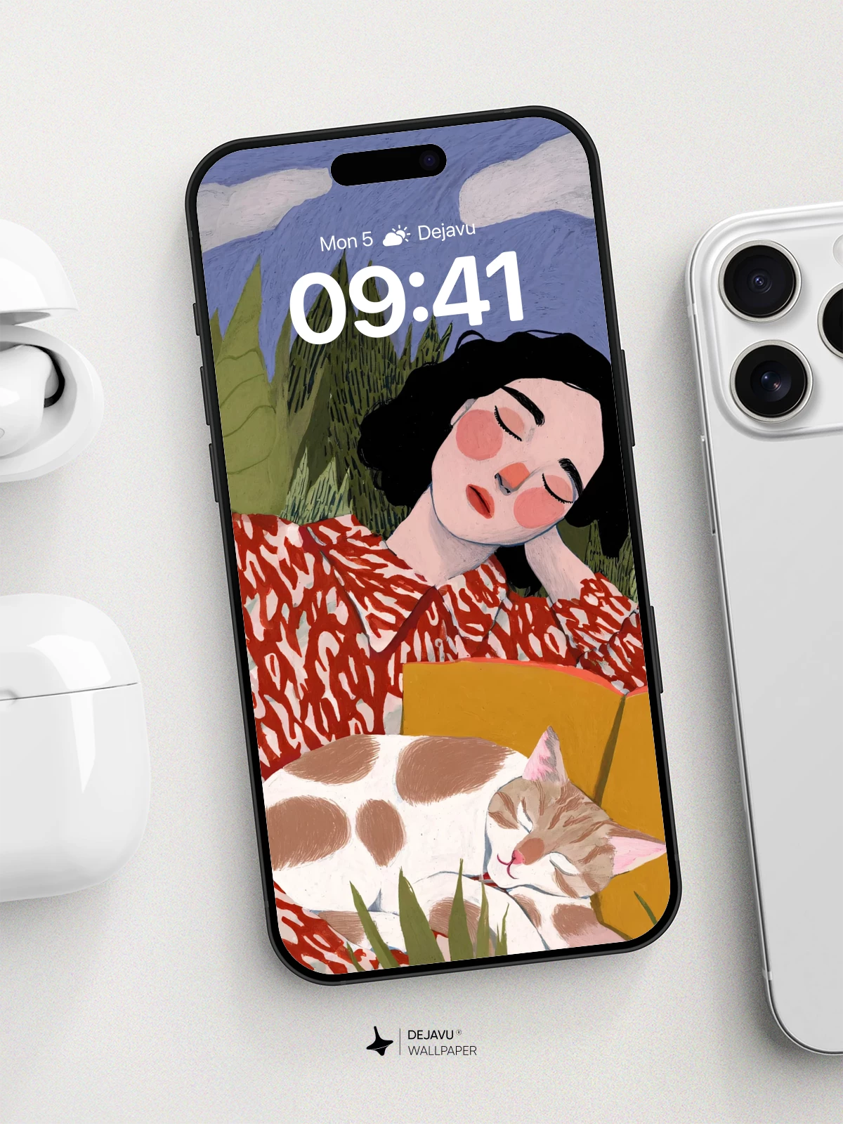 Dreamy Garden Nap With Cat Wallpaper 8K