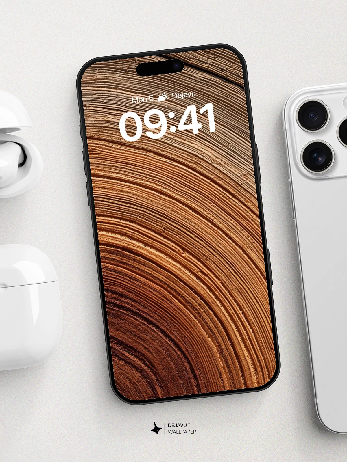 Wood Grain Rings Wallpaper 8K for iPhone and Android