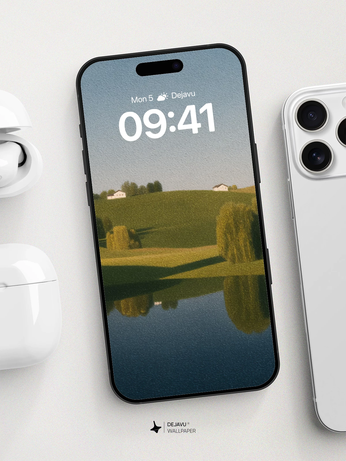 Serene Countryside Reflection Wallpaper 8K for iPhone and Android