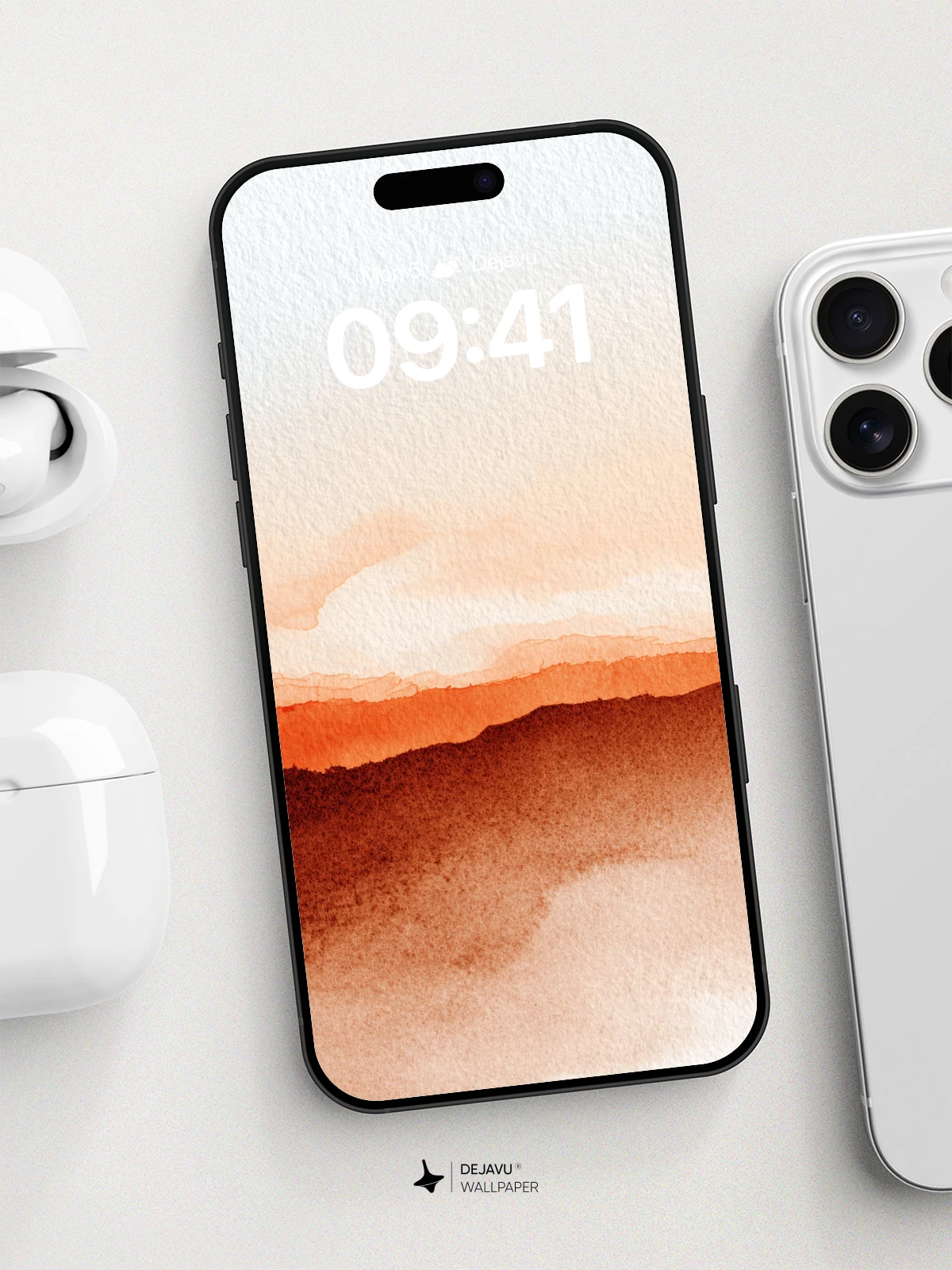 Watercolor Sunset Horizon Wallpaper 8K for iPhone and Android