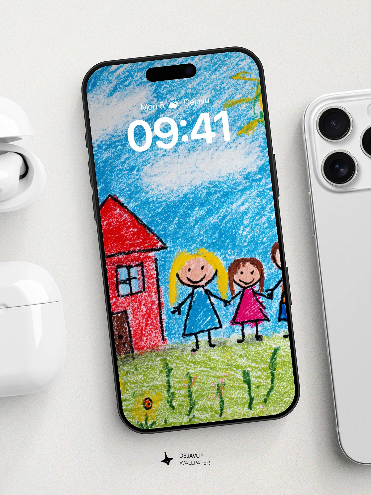 Childlike Family Scene Wallpaper 8K for iPhone and Android